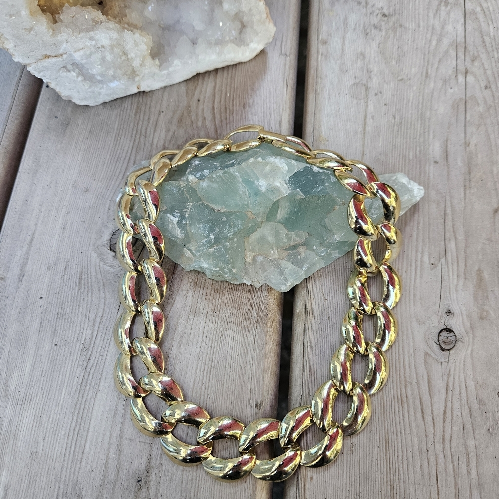 Vintage goldtone flat chain necklace